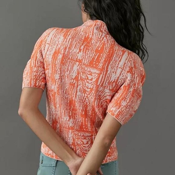 Anthropologie Maeve Bosca Puff
Sleeve Sweater Tee Wood Grain Orange - Picture 3 of 7